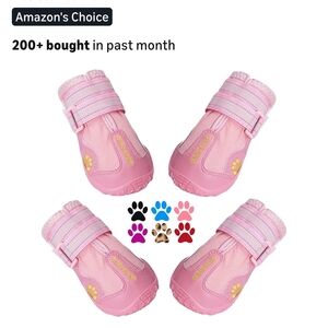 Pet Dog Waterproof Pink Boots with Adjustable Straps